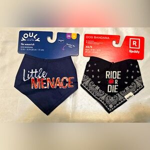 1 Youly and 1 Reddy Dog Bandanas (Ride or Die, Little Menace) (XS/S)